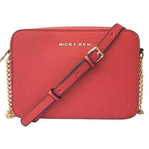 NWT Micky Ken Red Crossbody Purse Clutch Bag Chain Strap
